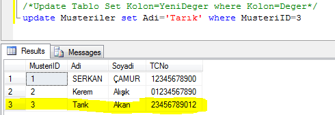 SQL-Update-<br />
Koşulu