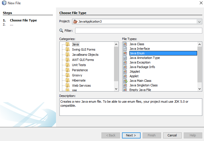 netbeans yeni proje