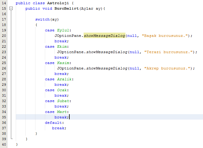 java enum switch case