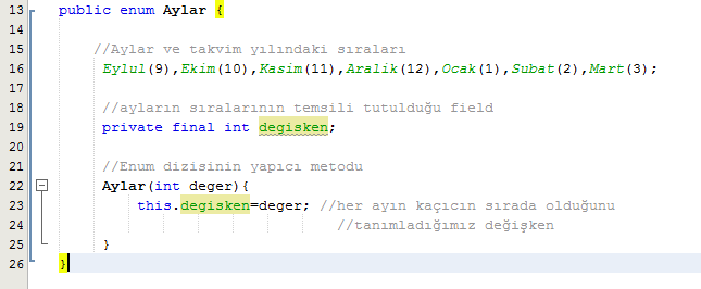 java enum değer