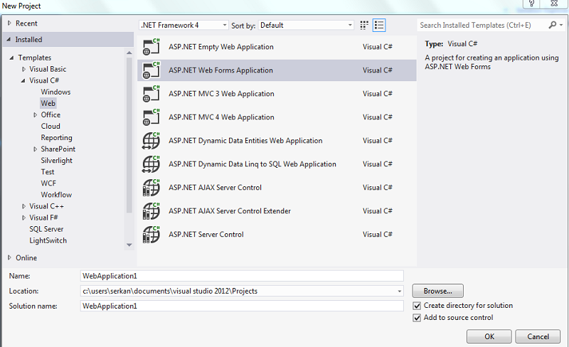 Asp.Net Yeni Proje