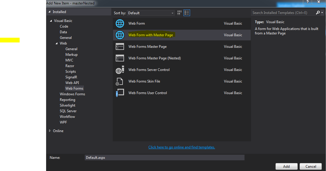 Visual-Studio-Nested-Page