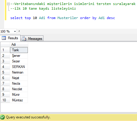 sql-top-order-by-sorgusu