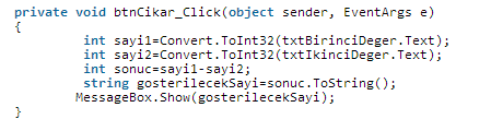 c# messagebox hesapla