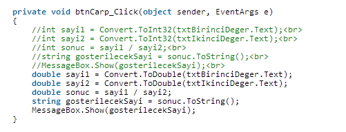c# bölme işlemi