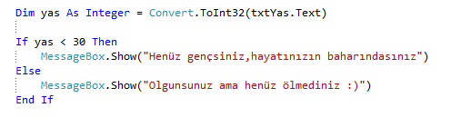 visual basic karar yapıları